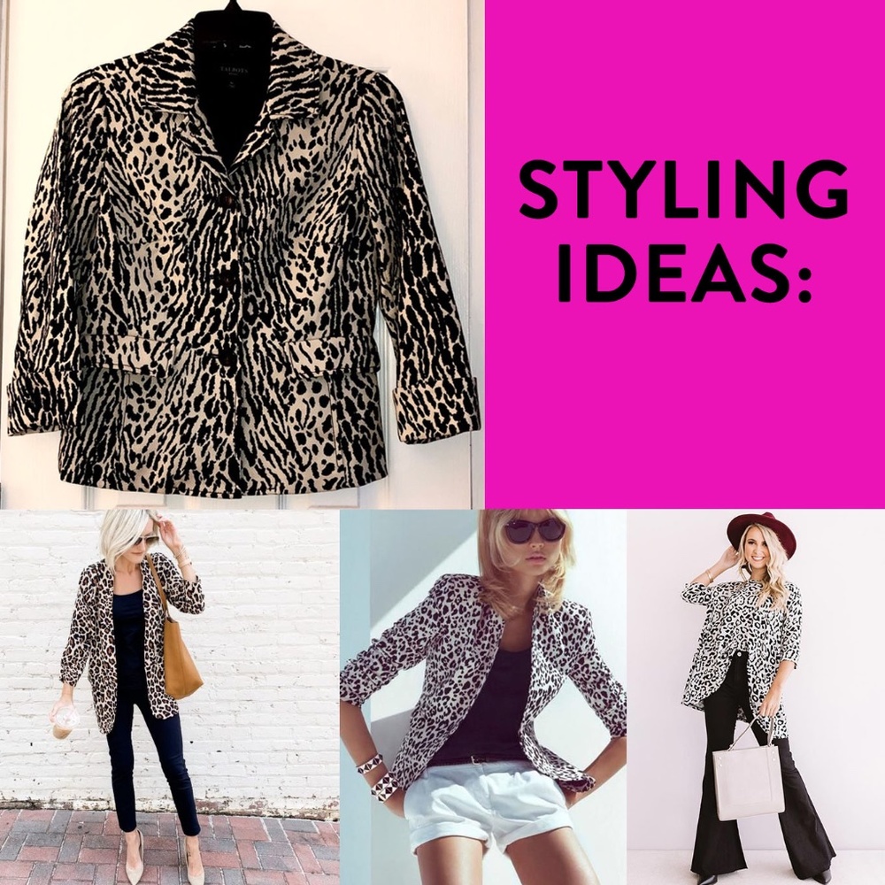Talbots Cheetah print cotton and spandex blazer